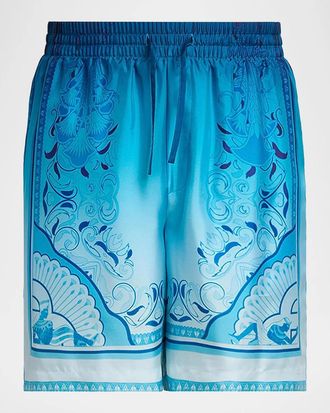 Casablanca Men & apos;s Egyptian Rug Silk Shorts