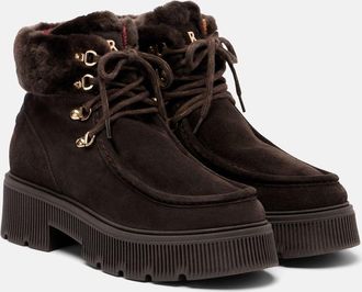 Bogner Turin shearling-trimmed suede lace-up boots