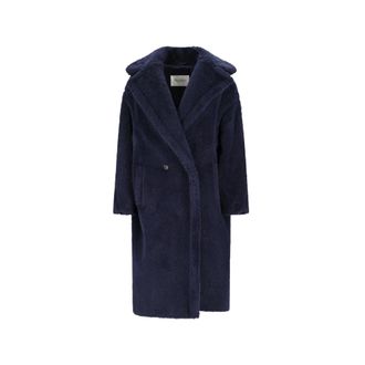 Max Mara Jassen, Dames, Blauw, M, Wol, Tedgirl Coat