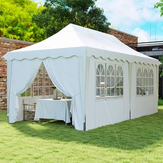 OUTSUNNY 3 x 6m Pop Up Gazebo with Sides & Carry Bag, UPF50+, White
