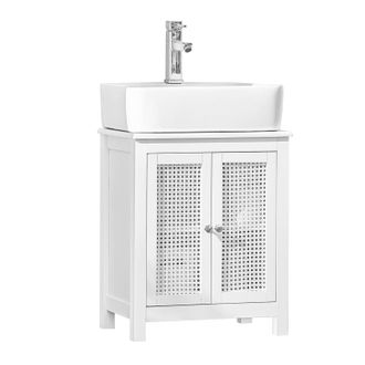 SoBuy Armario Lavabo Con Pie Armario De Ba&ntilde;o 2 Niveles Y 2 Puertas Blanco 50 X 33 X 60 Cm Bzr35-w Sobuy Es