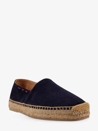 Kiton Mens Suede Espadrilles With Iconic Stitching Blue Suede-Raffia Suede/raffia Flat Shoes