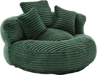 Urban Meuble Sill&oacute;n redondo de pana verde con cojines