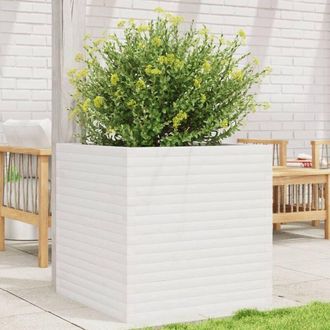 vidaXL Jardinera De Madera Maciza De Pino Blanca 70x70x68,5 Cm Vidaxl