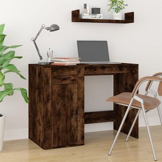 vidaXL Vidaxl - Escritorio Madera Contrachapada Roble Ahumado 100x49x75 Cm
