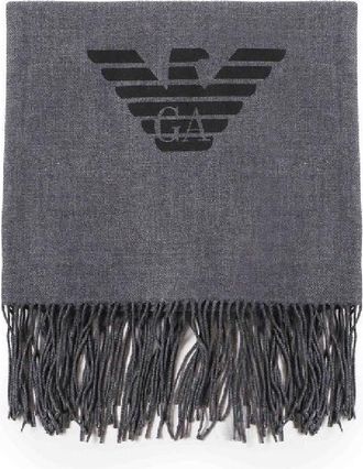 Emporio Armani Fringed Scarf With Eagle Print