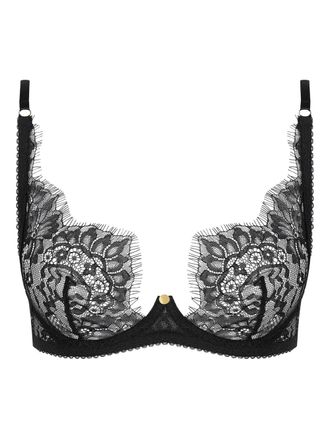Maison Close Bh met bloemenkant - Zwart