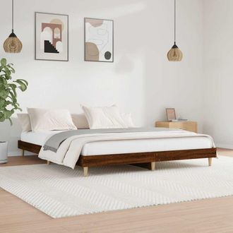vidaXL Estructura De Cama Sin Colch&oacute;n Madera Marr&oacute;n Roble 120x200 Cm Vidaxl