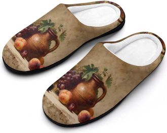 Generic Grapes Peach Funny Womens Cotton Slippers Shoes Novelty Soft Non-Slip Sole Home Shoe