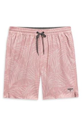 Hurley Tropic Leaves Volley Swim Shorts in Dark Beige at Nordstrom Rack, Size X-Large
