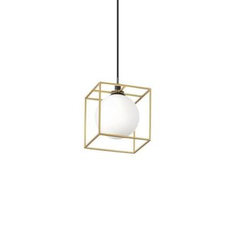 Netlighting Lingotto Decorative Cube Wire Frame Pendant Brass Ant G9 in Yellow