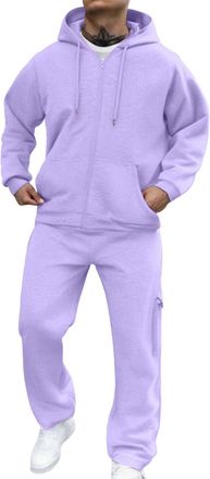 Generic Mens Tracksuit Full Set - Long Sleeve Hooded Sweatshirt & Full-Zip Sweatpants, Slim Fit 2-Piece Athletic Suit with Pockets, Warm Up Gym Jogging Set fo