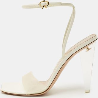 Gianvito Rossi White Patent Leather And Pvc Odyssey Ankle Strap Sandals