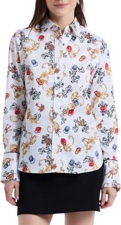 Robert Graham Priscilla Long Sleeve Woven Shirt in White Multi at Nordstrom Rack, Size X-Small