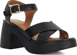 Dune London Ladies JOLANDA Cross Over Elasticated Strap Block Heel Sandals Size UK 5 Platform Heel Wedges