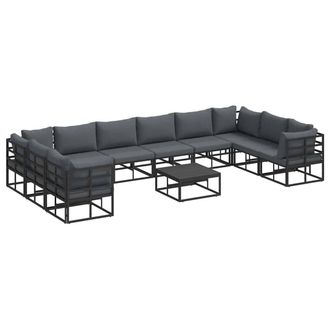 Berkfield Home Garden Sofa Set 11 pcs Black 70 x 70 x 32 cm Aluminium