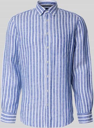 Christian Berg Slim Fit Freizeithemd aus reinen Leinen in Royal, Gr&ouml;&szlig;e 3XL