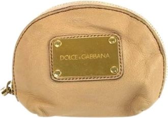 Dolce & Gabbana Pre-owned Wallets, female, Beige, Size: ONE SIZE Pre-owned Leather Pouch