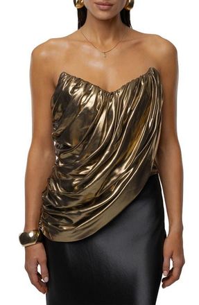 JLUXLABEL Soir&eacute;e Draped Corset Top in Gold at Nordstrom, Size X-Small
