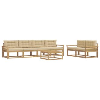 vidaXL Conjunto De Sof&aacute;s De Exterior Con Coj&iacute;n 6 Pcs Y Beige Vidaxl