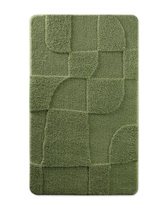 Wecon Home Alfombra de ba&ntilde;o en relieve verde oliva 70x120