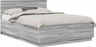 vidaXL Estructura De Cama Con Cabecera Gris Sonoma 150 X 200 Cm Vidaxl