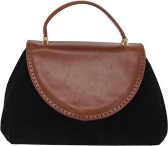Ferragamo Pre-owned Handbags, female, Black, Size: ONE SIZE Pre-owned Vintage Suede and Leather Top Handle Bag