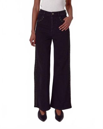 Rolla's Sailor Scoop High-Rise Wide-Leg Jeans In Black Sand