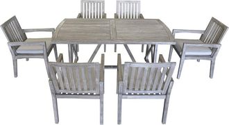 Courtyard Casual Surf Side Teak 7 Pc 72 Rectangle Dining Set