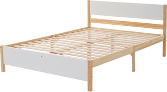 STILVORA Cama Para Adultos 207 X 147 Cm De Madera Maciza Y Mdf, Cama Doble Con Cabecero Y Pie De Cama, Sin Colch&oacute;n, Blanco
