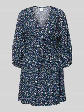 GAP Minikleid aus reiner Viskose mit floralem Allover-Print in Blau, Gr&ouml;&szlig;e XL