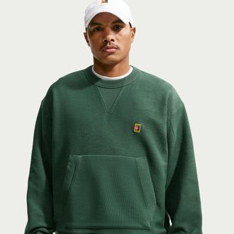 Nike Mens Club Rules French Terry Crew-Neck Sweatshirt in Green | IR0981-323