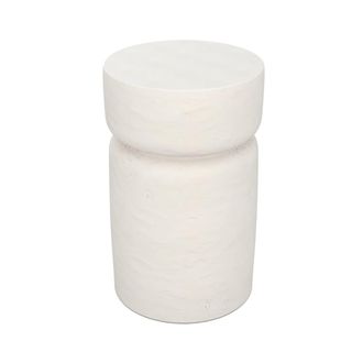 Rendez-Vous D&eacute;co Mesa auxiliar redonda blanca de fibra de arcilla efecto cemento D30 cm