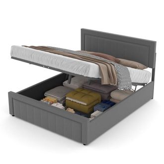 Concept Usine Cama con canap&eacute; abatible 160 x 200 cm en terciopelo gris
