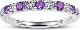 Lafonn Simulated Diamond Birthstone Band Ring in February - Purple/Silver at Nordstrom, Size 9