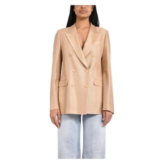 Tagliatore Blazers, female, Beige, Size: M Double-Breasted Blazer