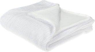 Beliani Manta De Poli&eacute;ster Blanco 200 X 220 Cm Colcha Cubrecama Pelo Suave Accesorio Bjas