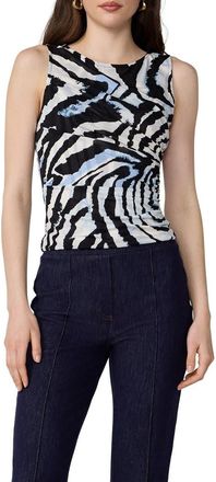 Diane Von F&uuml;rstenberg Athena Abstract Print Ruched Top in Zebra Id Big Mist at Nordstrom, Size X-Small