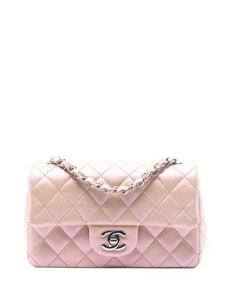 Chanel 2021-2025 Mini Rectangular Classic Iridescent Lambskin Single Flap crossbody bag - Pink