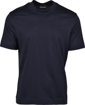 Emporio Armani Blue Perforated Cotton T-Shirt