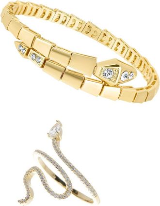 Adornia Set of 2 Cubic Zirconia Snake Cuff Bracelets in Gold at Nordstrom Rack