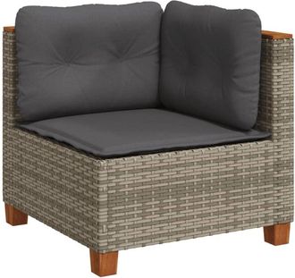 vidaXL Sof&aacute; De Esquina De Jard&iacute;n Con Cojines Rat&aacute;n Sint&eacute;tico Gris Vidaxl