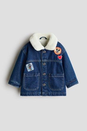 H&M Appliqu&eacute;d Denim Jacket in Denim Blue/mickey Mouse at Nordstrom, Size 12-18M