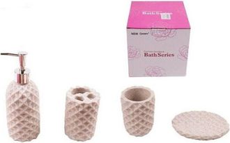 Trade Shop Trade Shop - Set 4 Accessori Bagno Ss0009 In Ceramica Portasapone Porta Spazzolino Dispenser