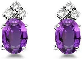 Allurez Oval Stud Earrings 14k in Amethyst at Nordstrom
