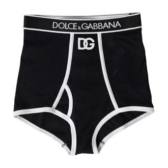 Dolce & Gabbana Zwart Logo Katoenen Stretch Ondergoed - Dames - Onderbroek - Zwart - S - Katoen - Ondergoed