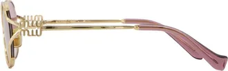 Miu Miu 0MU52YS-5AK06S54 Oval Acetate Sunglasses - Gold