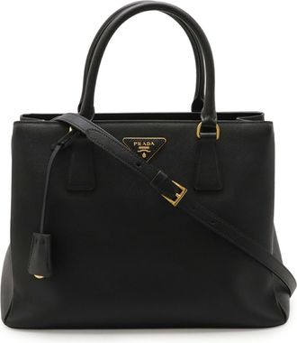 Prada Black Leather Shoulder Bag Tote Bag (Pre-Owned)