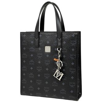 MCM Mcm Visetos Black Leather Tote Bag (Pre-Owned)