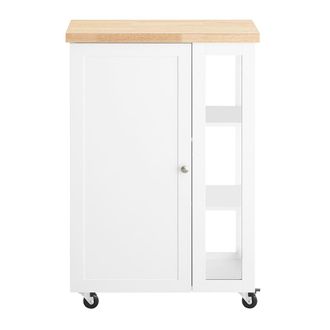 SoBuy Carrito auxiliar de cocina tres estantes y una puerta vidrio blanco